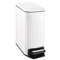 TIPGO Slim Bathroom Trash Can with Lid Soft Close Step Pedal 6 Liter / 1.6 Gallon Stainless Steel Trash Bin Small Garbage Cans for Bedroom Office Kitchen (White)