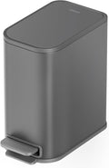 Cesun Small Bathroom Trash Can with Lid Soft Close Step Pedal 5 Liter / 1.3 Gallon Stainless Steel Garbage Can with Removable Inner Bucket Waste Basket for Bathroom Bedroom (Gray)