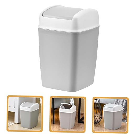 Cabilock White Swing Top Trash Can Wastebasket Bin Office Hotel Trash Can Capacity Easy Access for Home Kitchen Bathroom