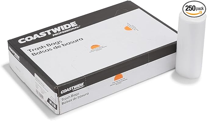Professional 30-33 Gallon Trash Bag 33 x 40 High Density 16 mic Natural 250 Bags/Box