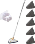 360° Swivel Telescopic Triangle Mop Cleaning Adjustable Squeeze Wet and Dry Using Absorbent Household Floor Tools(White 5pcs Cloth)