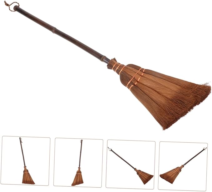 Kisangel 2pcs Boys and Girls Natural Straw Broom Set Indoor Outdoor Small Dustpan Mini Hand Broom for Toddlers Cleaning Kit