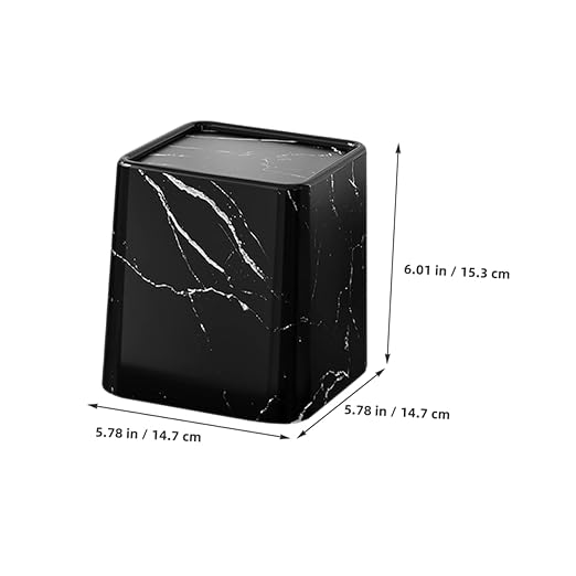 Cabilock 2pcs Small Decorative Marble Pattern Trash Can with Swing Lid Compact Garbage Bin for Bathroom Bedroom Kitchen and Office Stylish Wastebasket Elegant and Design