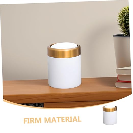 Homoyoyo Small Desk Trash Can with Lid Stainless Steel Mini Garbage Bin for Bathroom Bedroom Kitchen Round Compact Wastebasket with Flip Lid for and Storage