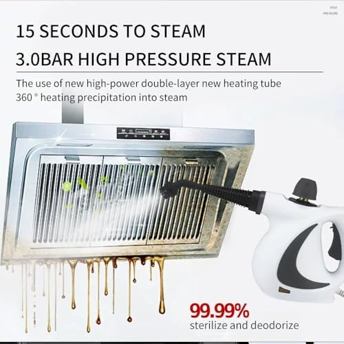 Multi-Purpose Handheld Steam Cleaner 350ml Portable Pressurized Steamer with 9 Accessories for Home Floor Upholstery Grout and Car Cleaning
