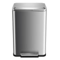 Stainless Steel 50 Liter / 13 Gallon Trash Can Rectangular Steel Pedal Recycle Bin with Lid and Inner Buckets Rectangular Hands-Free Kitchen Garbage Can
