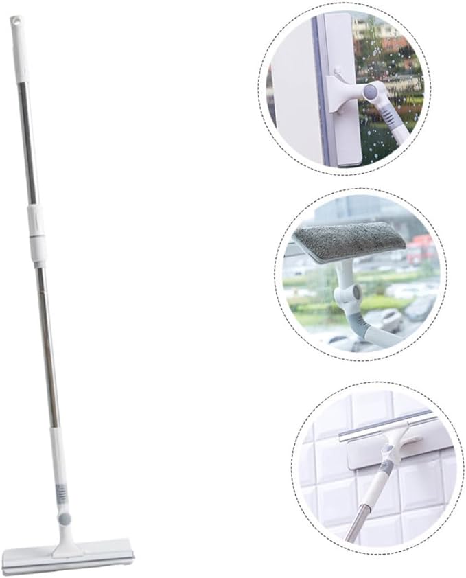 Multi-Purpose Glass Cleaning Squeegee Extendable Handle Dual-Sided Window Cleaner Tool for Home and Auto Efficient Water Removal Mop for Indoor/Outdoor Use