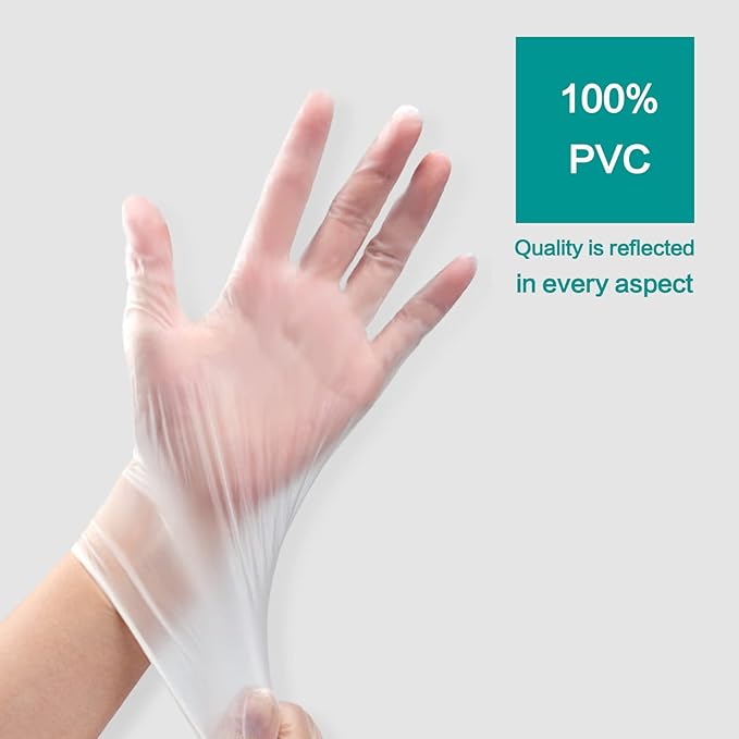 Clear Vinyl Disposable Gloves Food Safe Latex Free Powder Free for Cooking Cleaning Food Service GPVF or MPVF