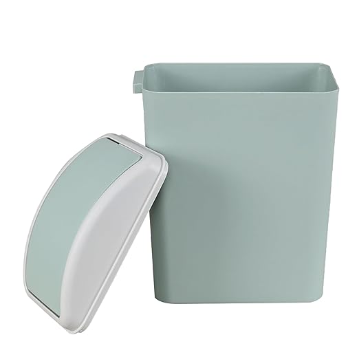 4.2 Gallon Compact Plastic Bathroom Trash Can Swing Kitchen Garbage Bin (Green)