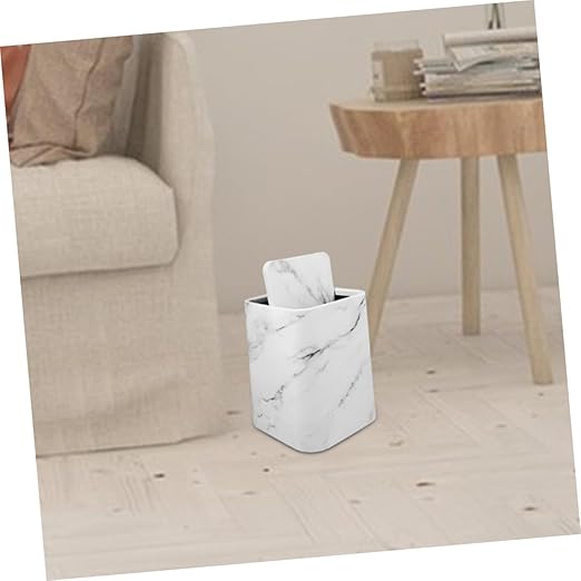 Veemoon Marble Wastebasket with Lid Bin for Bathroom Kitchen and Office Versatile Design Adequate Capacity for Home and Hotel Use