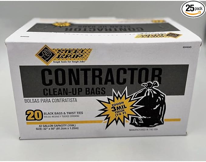 Steel Grip 42 gal Contractor Bags Twist Tie 25 pk - Total Qty: 1