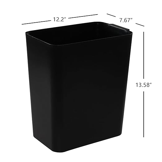 4.5 Gallon Plastic Office Wastebasket Plastic Trash Cans Black 3 Packs