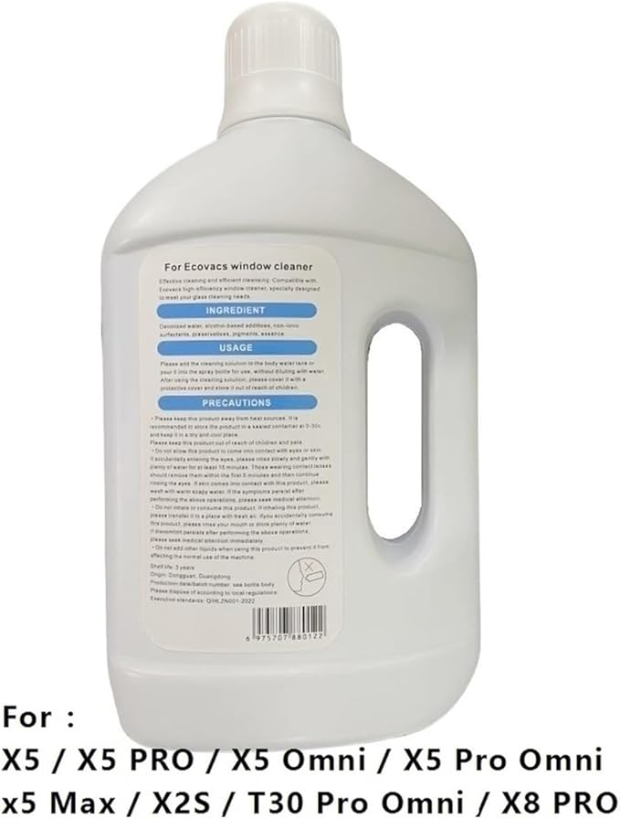 Window Fittings. 1L Of Glass Cleaning Fluid Is Suitable For All Window Models. Compatible With Ecovacs W1 / W1 Omni / W1PRO W2 / W2 PRO(1Pcs)