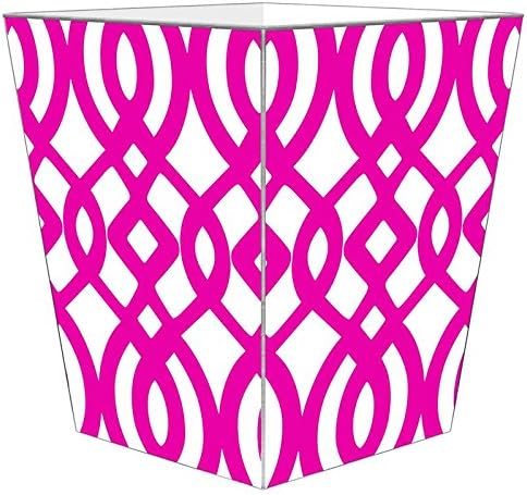 Marye-Kelley-Fuschia Madison Wastepaper Basket Wastebasket Decoupage Wood Decorative Wastebasket for Kitchen Bathroom Bedroom Living Room Handmade Made in The USA