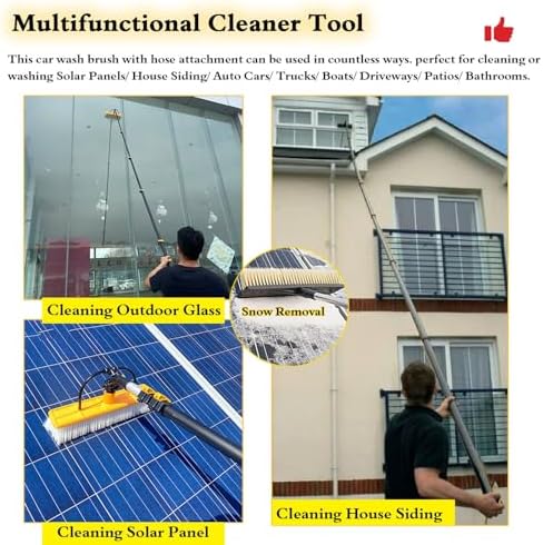 Glass Cleaning Brush Home Water Fed Telescopic Pole Kit Solar Panel Brush Rotating for Photovoltaic Panel30ft Telescopic Water Fed Window Cleaning Kit – Aluminum Pole &amp Brush for Solar Pane