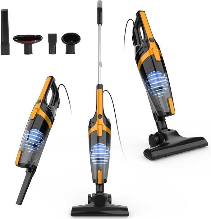 Corded Stick Vacuum Cleaners for Home 20Kpa Powerful Suction Stick Vacuum with 16Ft Cord 2 in 1 Lightweight Handheld Vacuum Cleaner for Hardwood Floor Pet Hair