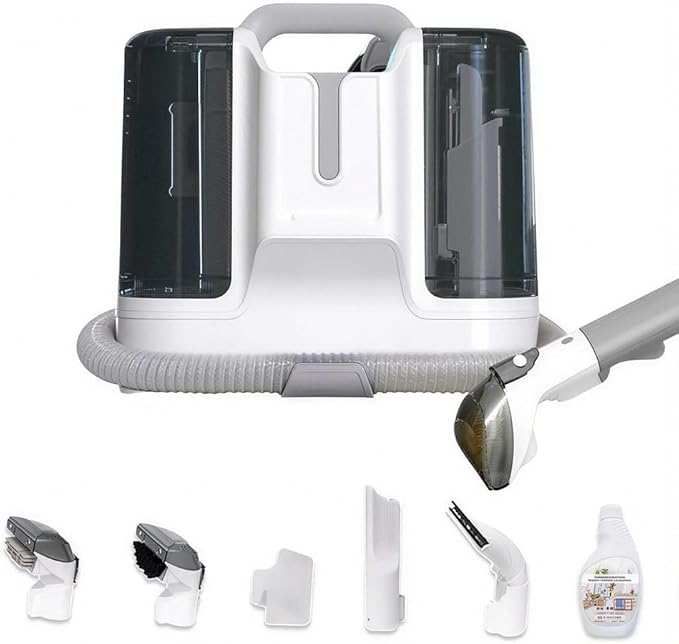 Carpet Cleaner Machine Upholstery Portable StainRemover Ordor &amp Stain &amp Spot Removr Perfect for Pet Hair Carpet Area Rugs Car and Coches Strong Suction White