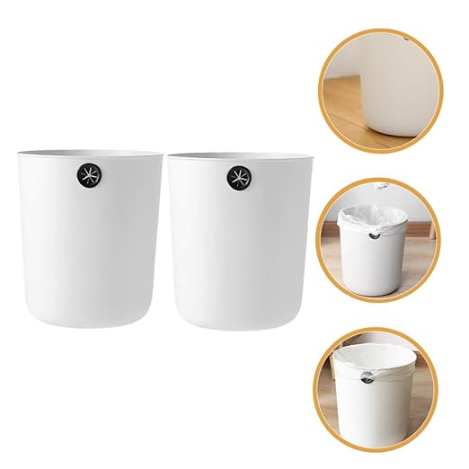 2Pcs Small Plastic Trash Can PP Wastebasket for Bedroom Bathroom Office Open Top Garbage Bin with Wide Mouth Compact Home Recycling Container in White