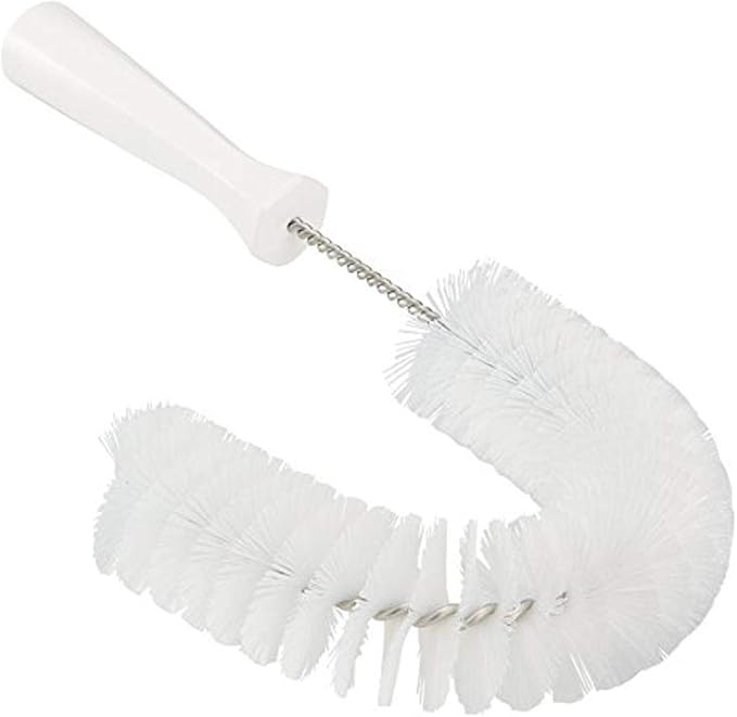 Vikan 53725 Hook Brush - 14.17-Inch Curved BPA-Free Pipe Tube and Gutter Cleaner Compatible with Vikan Extension Poles White