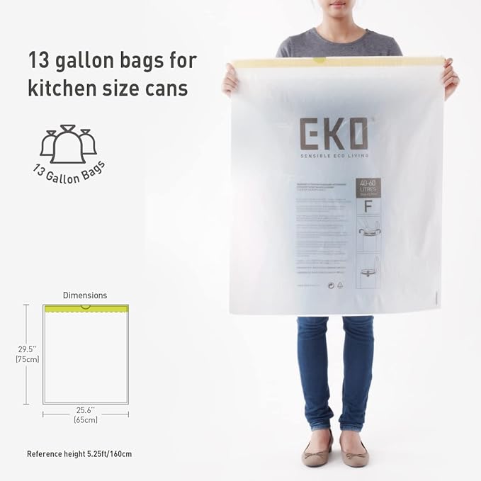EKO Ultimate Trash Bag Starter Set – Includes 60 Count of 13 Gallon Easy-Dispense Drawstring Trash Bags plus 60 Count of 21 Gallon Easy-Dispense Drawstring Trash Bags