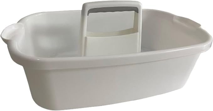 2 Pack Cleaning Supply Caddy with Handle Portable Shower Caddy Organizer Plastic Basket with Handle Stackable Tool Storage for Bathroom Garden Kitchen Home Organization White