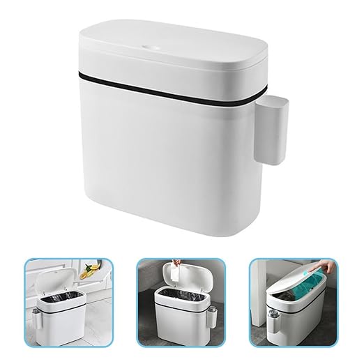 BESPORTBLE Bathroom Trash Can with Lid 10L Compact Kitchen and Toilet Garbage Bin with Storage Box Matte Finish Wastebasket for Home Organization