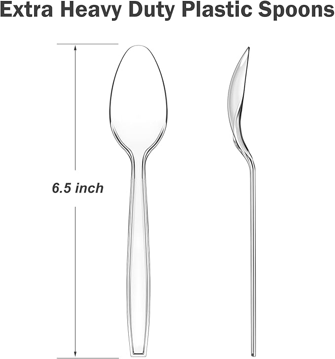 360 Count Clear Plastic Spoons Disposable BPA-Free Heat Resistant Solid and Durable Disposable Spoons Heavy Duty Bulk Premium Spoons plastic disposable for Party Supply