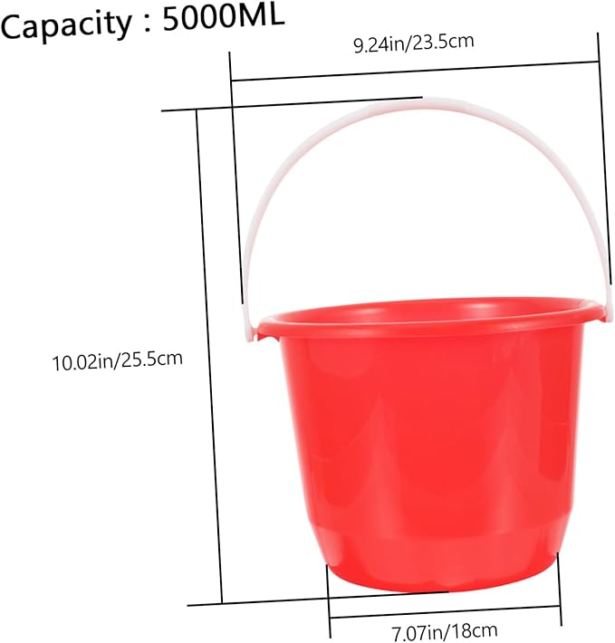 SAFIGLE 5L Plastic Bucket with Handle for Household Cleaning Gardening and Pet Care - Lightweight Multipurpose Water Pail for Indoor and Outdoor Use