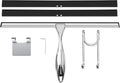 TOOVEM 14 Inch Shower Squeegee for Glass Doors Window Bathroom Car Windshield Shower Cleaning Tools with S Hook Square Sticky Hook (Silver)