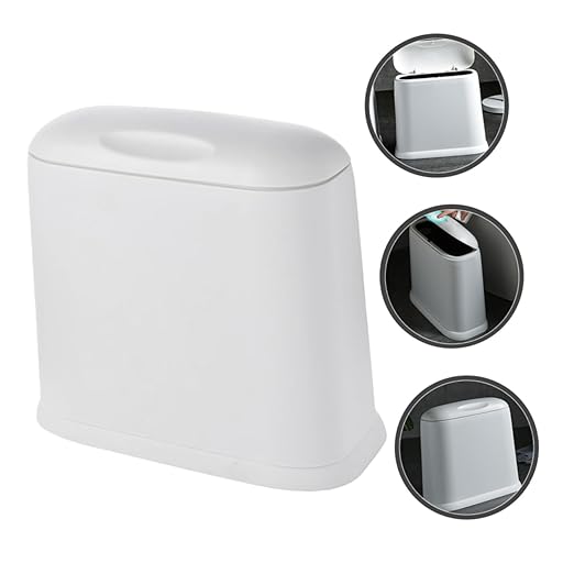 Happyyami Bathroom Trash Can Compact Garbage Bin Lid Modern Wastebasket for Kitchen Small Trash Bin