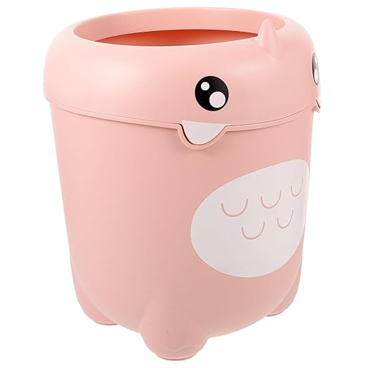 PRETYZOOM Cartoon Dinosaur Trash Can Capacity Wastebasket for Boys and Girls Room Lidless Waste Bin Clamping Ring Decorative Home Office Storage