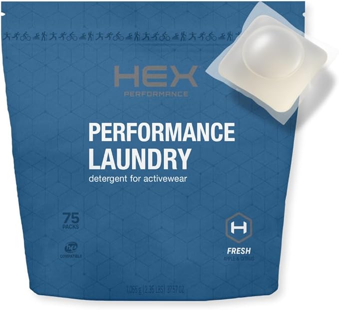 HEX Performance Laundry Detergent Packs for Activewear &amp Sports Clothes Deep Odor &amp Sweat Removal Eco-Friendly Biodegradable Formula HE Compatible Fresh Clean Scent – 75 Count