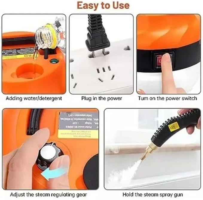 High Pressure Steam Cleaner Handheld Steam Cleaner for Home Kitchen Cleaning Hardwood Floor Furniture Car Bathroom Grout and Tile 1500W 6 Adjustable Steam Setting