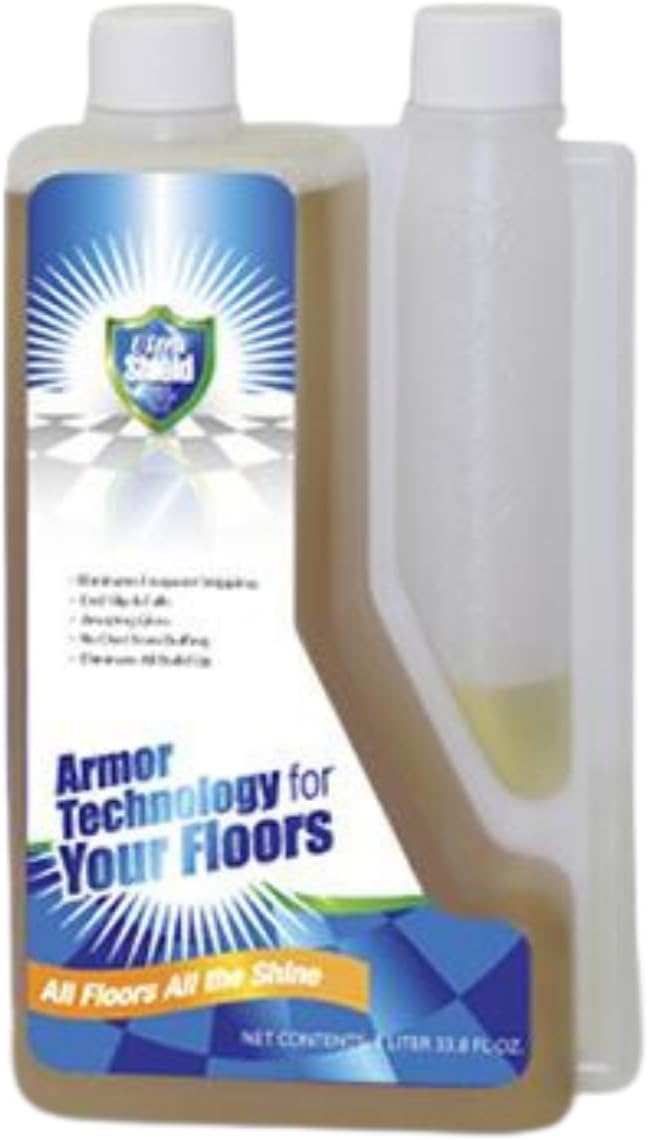 UltraShield Burnishing Formula – Super High Gloss Flooring Protection &amp Enhancement For Commercial and Industrial Floor Tile Wet Look Shine Non Slip Janitorial Supplies (2 x 1 Liter Pack)