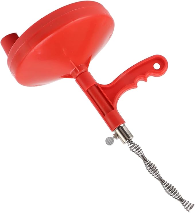 Yosoo Plumbing Snake Carbon Steel Drain Clog Remover Flexible Labor Saving for Kitchen Sink with Easy to Store Design for All Drains (Red)