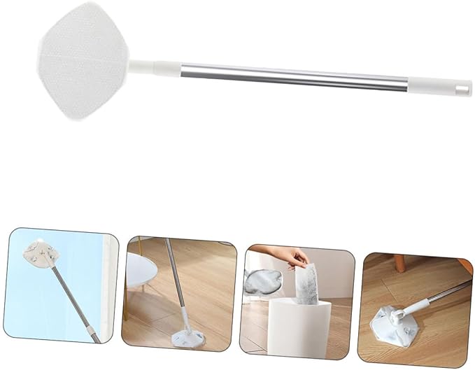 Luxshiny Rotating Dust Mop and Detachable Handle Kit with Electrostatic Cleaning Cloth No-wash Dry Dusting for Hardwood Floors Triangle Shape for Home Use and Wall Surface Cleaning
