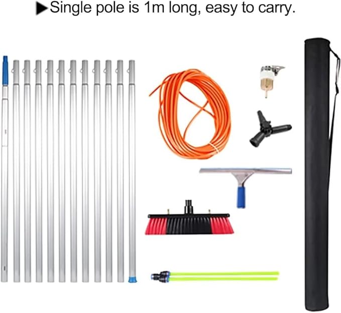 29.5ft(9m) Window Cleaning Pole/Water Fed Telescopic Brush/Extendable Cleaner Conservatory Roof(30cm Brush 9m Pole)