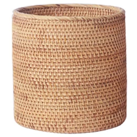 Koolouispoper Handmade Rattan Trash Can Cylinder Storage Desktop Trash Can Rattan Trash Can Storage Basket (20CM)