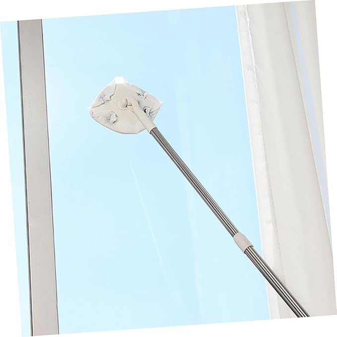 Retractable Dust Mop with Face Towel Replacement Pad White Triangle Electrostatic Cleaning Mop for Household Dust Removal for Floor and Surface Cleaning