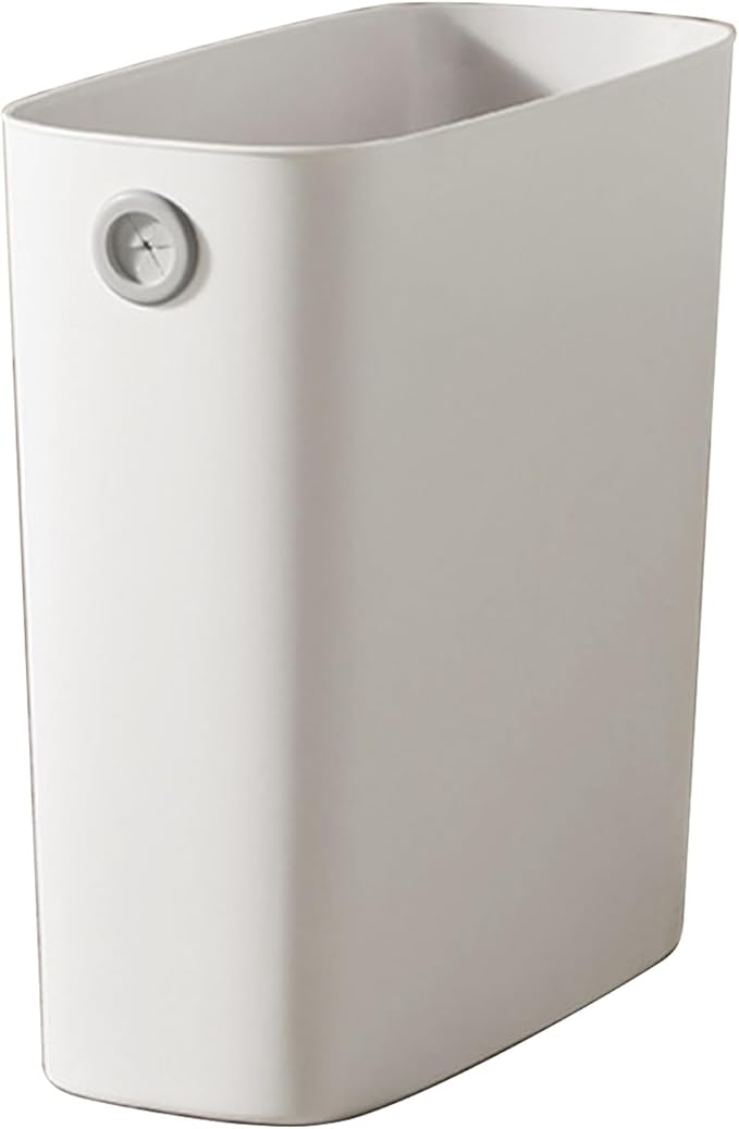 Tyenaza Small Trash Can Plastic Wastebasket Slim Open Top Garbage Container Bin for Narrow Spaces Bedroom Office Living Room LaundryToilet (White)