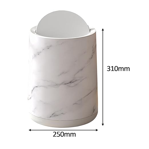 Generic Marble Bathroom Trash Can Household Trash Bin Garbage Container Removable Inner for Office White Large Optional
