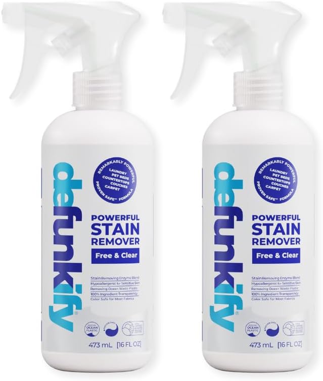 Get Stainy Bundle- 2 'Free &amp Clear' Laundry Detergents &amp 2Pk Stain Remover Spray. Washing Detergent Soap &amp Spot Treater Prewash for Activewear Carpet Gear. Kid Pet &amp Sensitive Skin