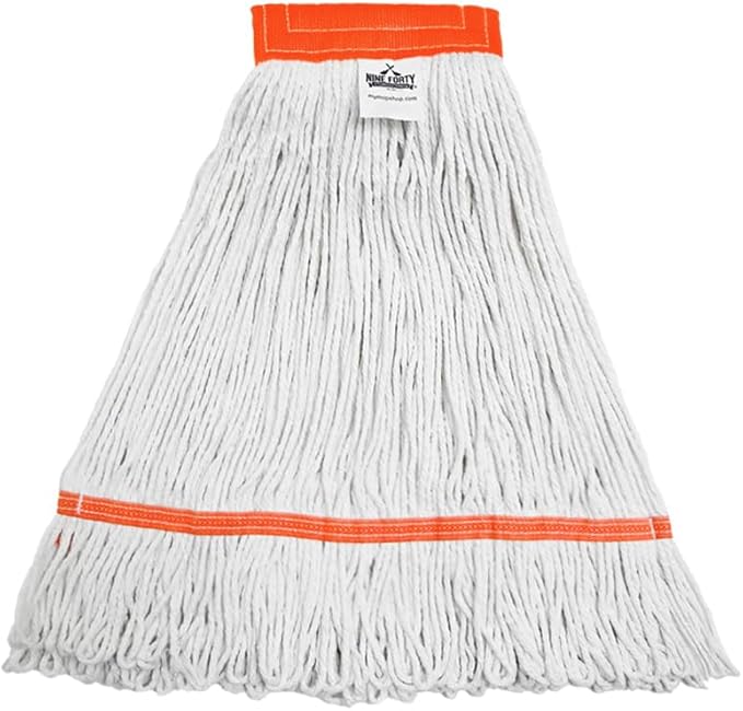 Nine Forty 2-Pack Industrial and Commercial-Grade Looped End Wet Mop Head Refill - Heavy Duty 20 Inch 4-Ply Premium Synthetic Yarn - for Optimal Absorption and Durability - White (2 Pack Large)