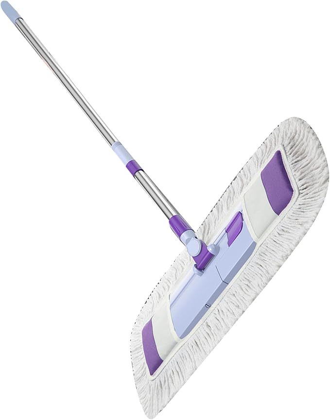 Pilipane Flat Mop for Floor Cleaning Innovative Flexible Head Efficient Dust Dirt Adsorption Dry Wet Mopping for Household Use Stainless Steel Plastic Cotton Yarn