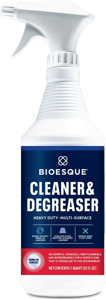 Bioesque Heavy Duty Multi-Surface Cleaner &amp Degreaser Concentrated Professional Formula 32 Fl Oz (Pack of 12)