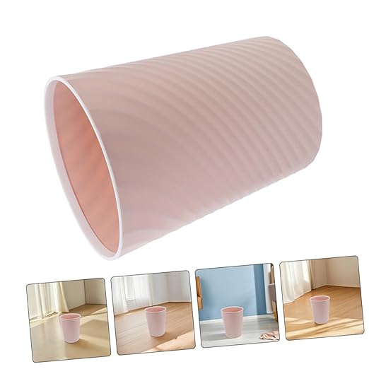 Cabilock 2pcs Small Trash Can Lidless Plastic Wastebasket for Bathroom Bedroom Office and Kitchen Compact Garbage Bin with Ribbed Stability and Stylish Design