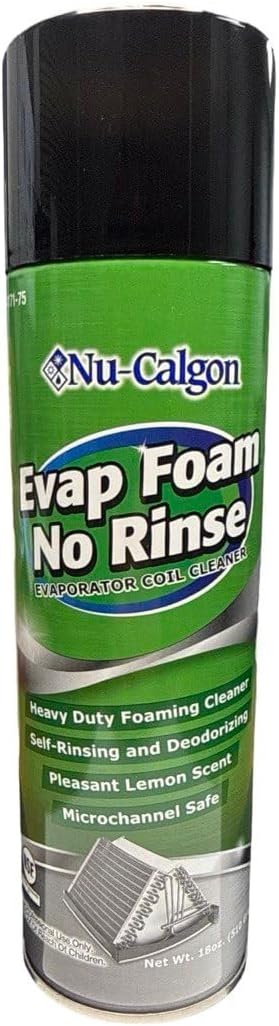 Fyzio replacement for Nu-Calgon 4171-75 Evap Foam No Rinse Coil Cleaner 18 oz Aerosol – Self-Rinsing Foaming Evaporator Coil Cleaner for AC &amp Mini Split Systems (12 Can(s))
