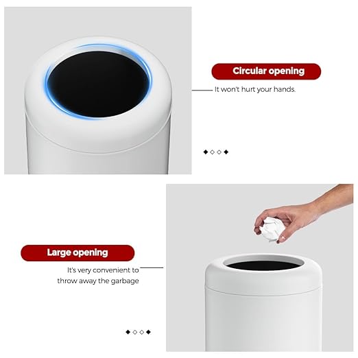 White Bathroom Trash can10L/2.6GAL Open Top Wastebasket BinGarbage Can for BathroomLiving RoomOfficeKitchenBedroomHotel (White)