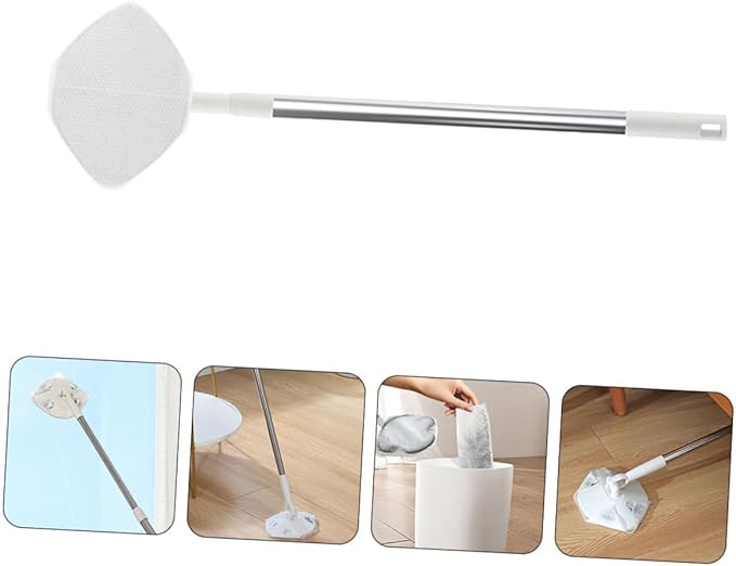 Rotatable Dust Mop for Hardwood Floors with Washable Pads 1pcs Triangle Microfiber Floor Mop and Dry Cleaning Cloth Set