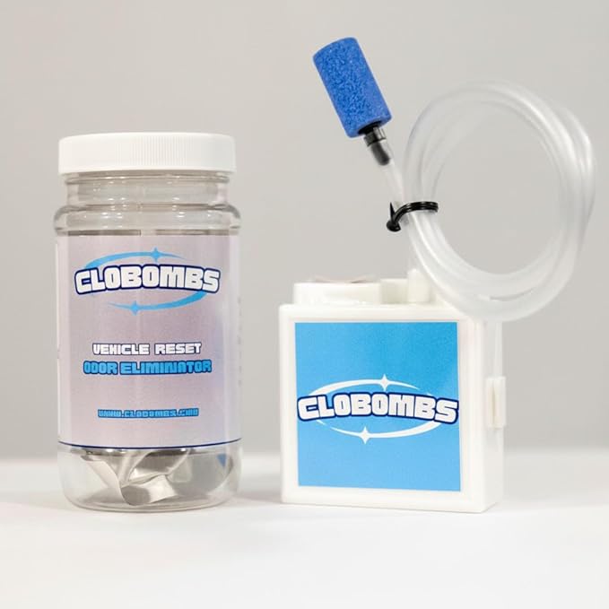 Odor Eliminator for Car Kit - Advanced Chlorine Dioxide Odor Removal Neutralizes Smoke Pet Urine Mildew &amp Skunk Odors in 1 Hour - Includes Bubbler System